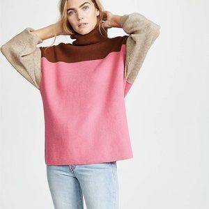 Knit Colorblock Turtleneck Sweater 